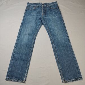 Gilded Age Jeans Mens Size 32L Medium Wash Straight Leg Button Fly Made In Italy